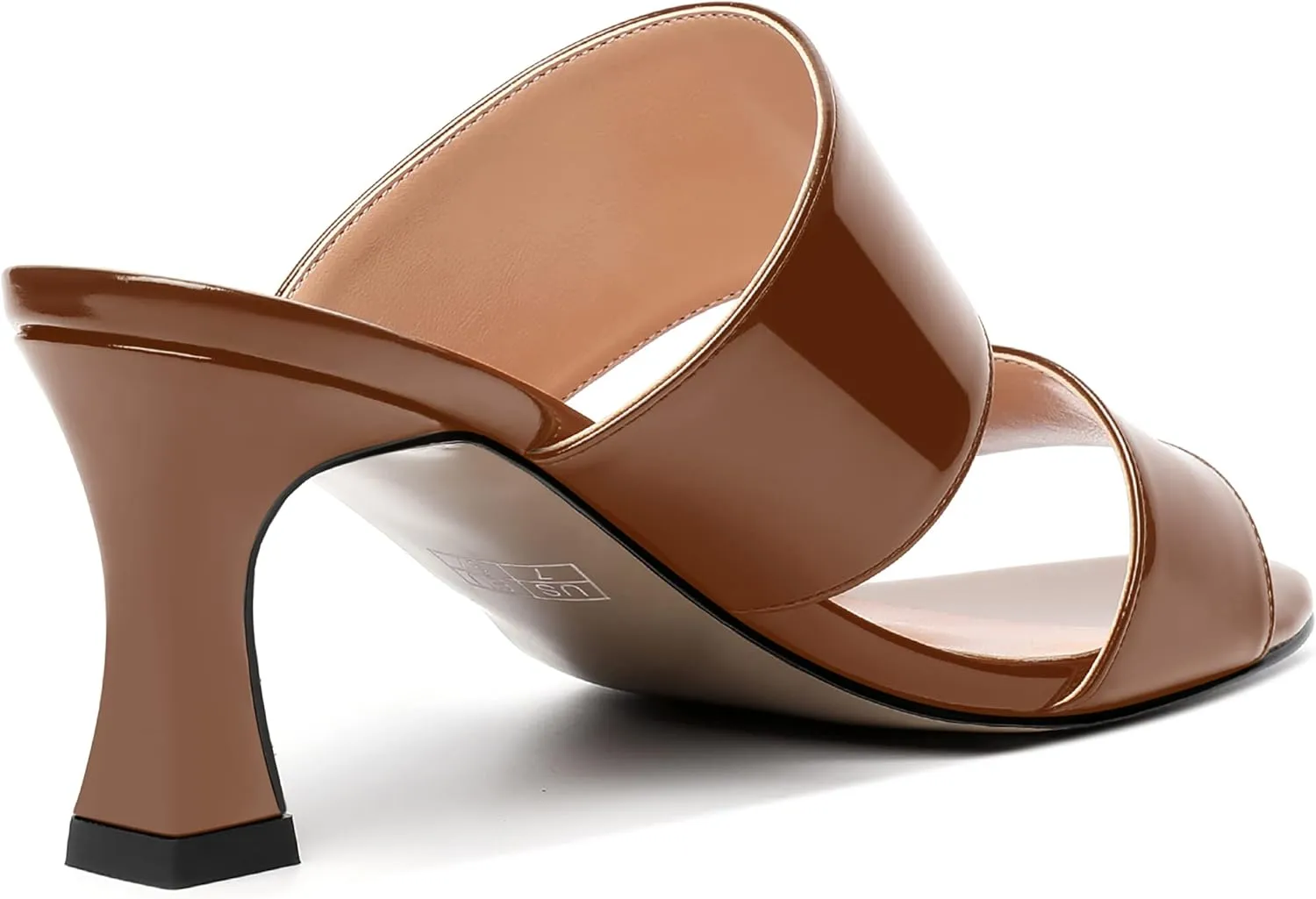 SKYSTERRY Women's Patent Open Toe Round Toe Dress Office Slip On Spool Mid Heel Pumps Shoes 2.5 Inch
