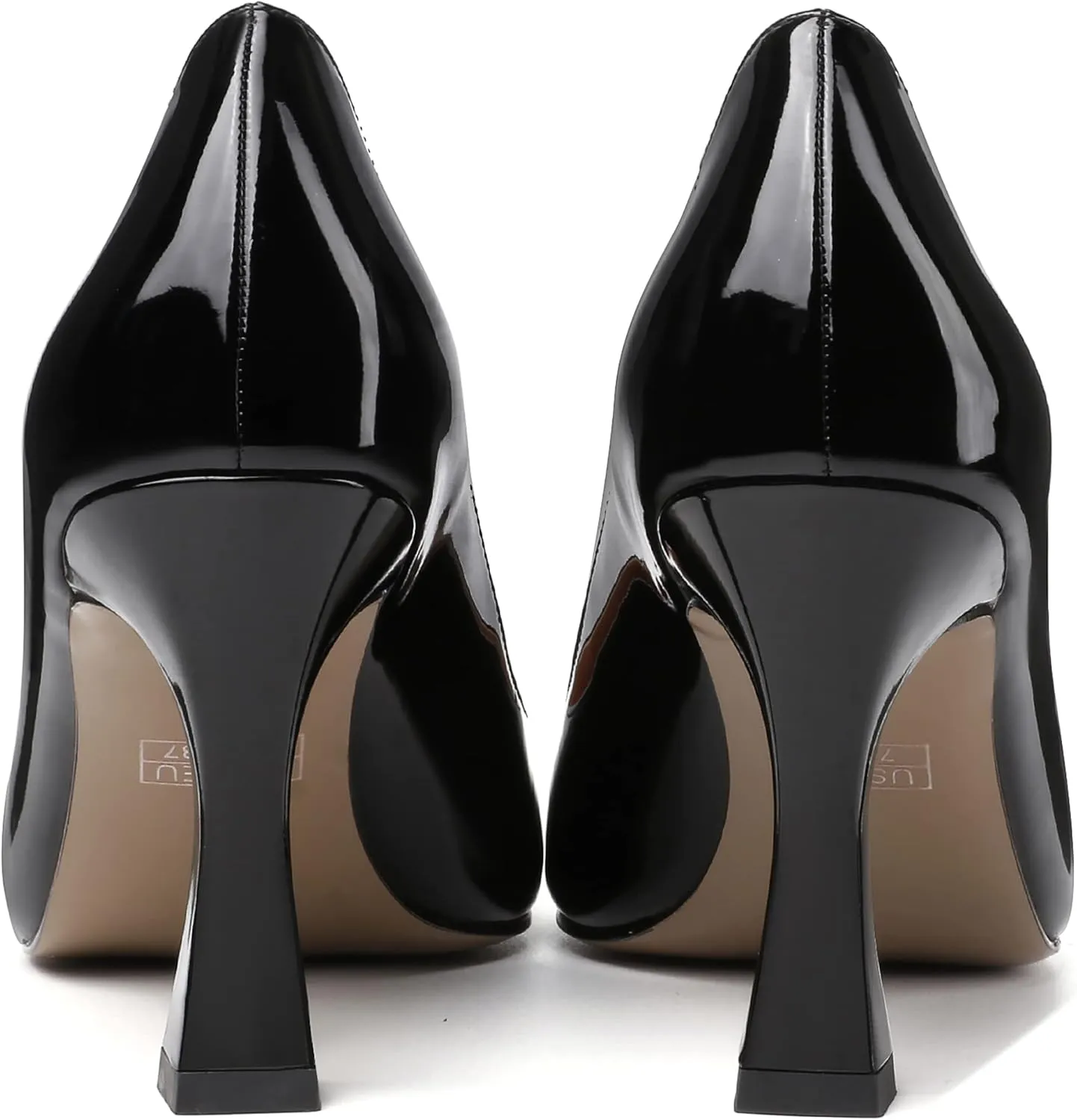 SKYSTERRY Women's Slip On Casual Patent Pointed Toe Office Spool High Heel Pumps Shoes 3.3 Inch