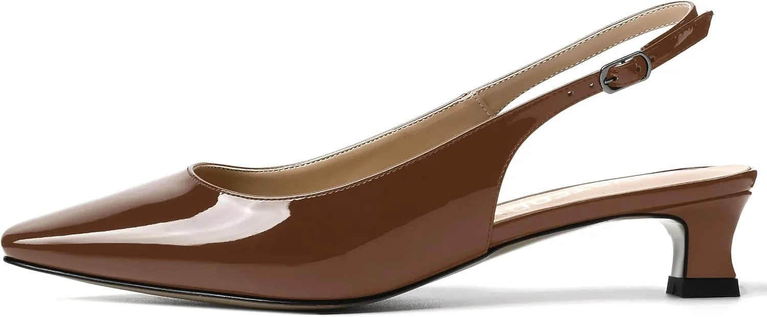 SKYSTERRY Women's Slip On Square Toe Casual Patent Slingback Dating Spool Low Heel Pumps Shoes 1.5 Inch