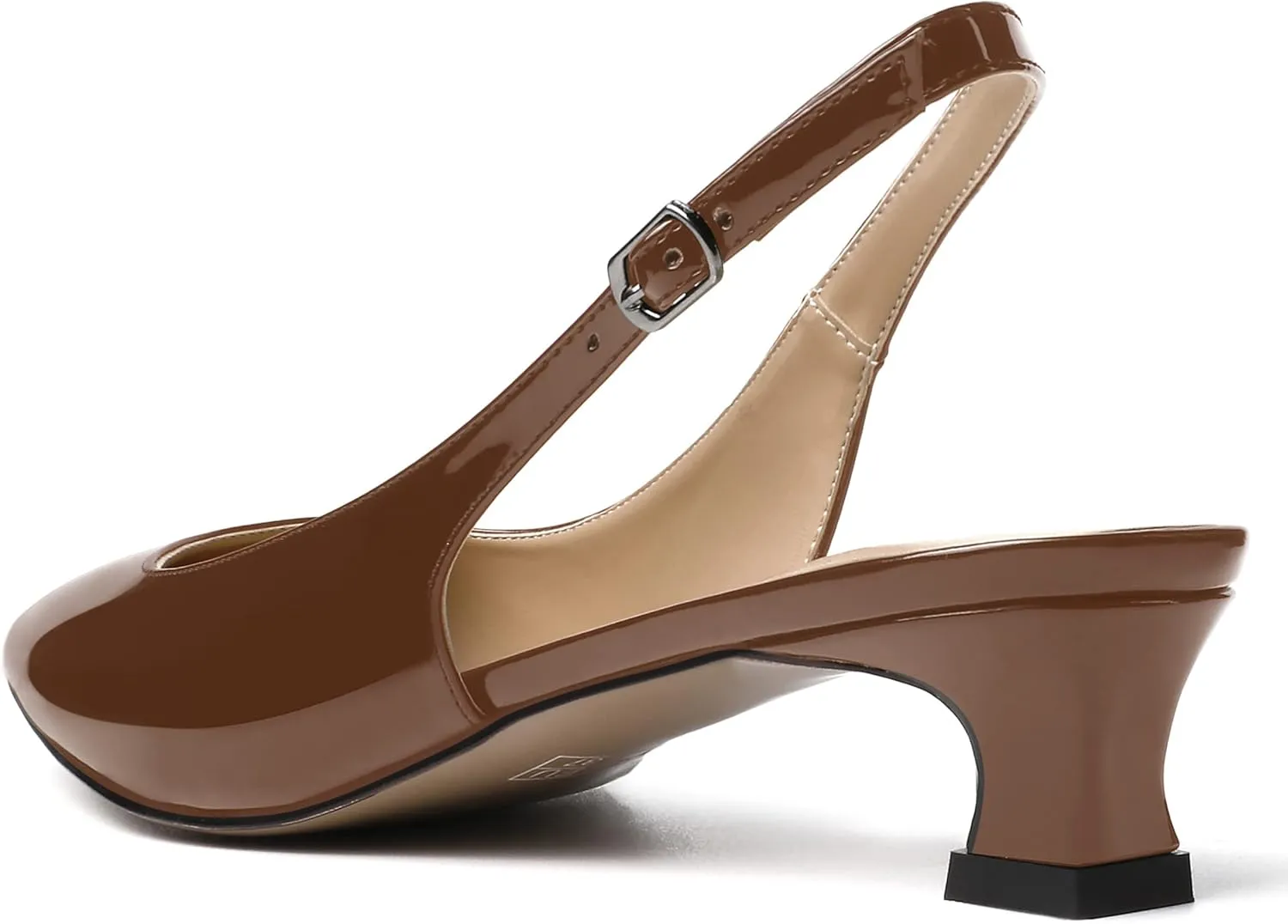 SKYSTERRY Women's Slip On Square Toe Casual Patent Slingback Dating Spool Low Heel Pumps Shoes 1.5 Inch