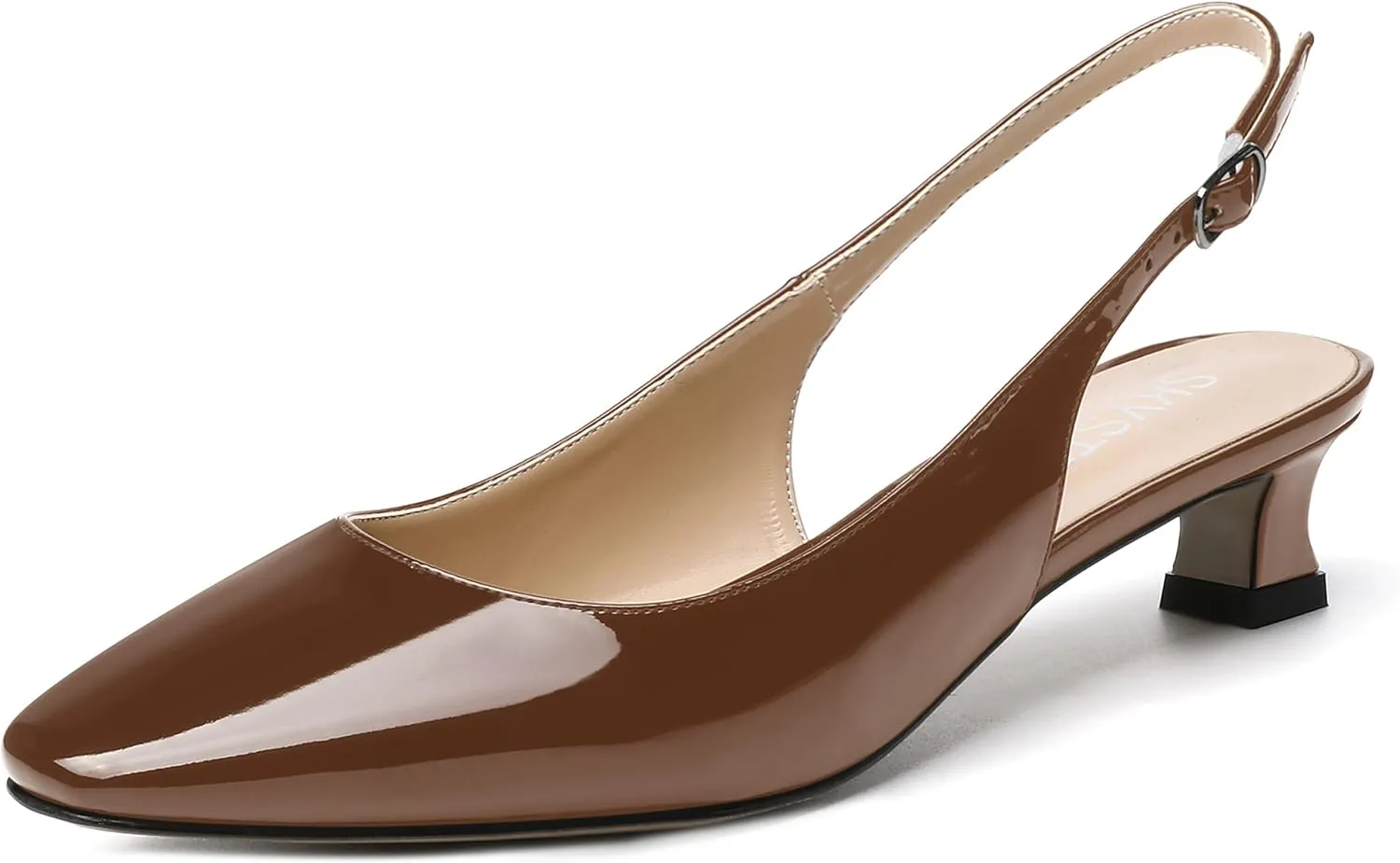 SKYSTERRY Women's Slip On Square Toe Casual Patent Slingback Dating Spool Low Heel Pumps Shoes 1.5 Inch