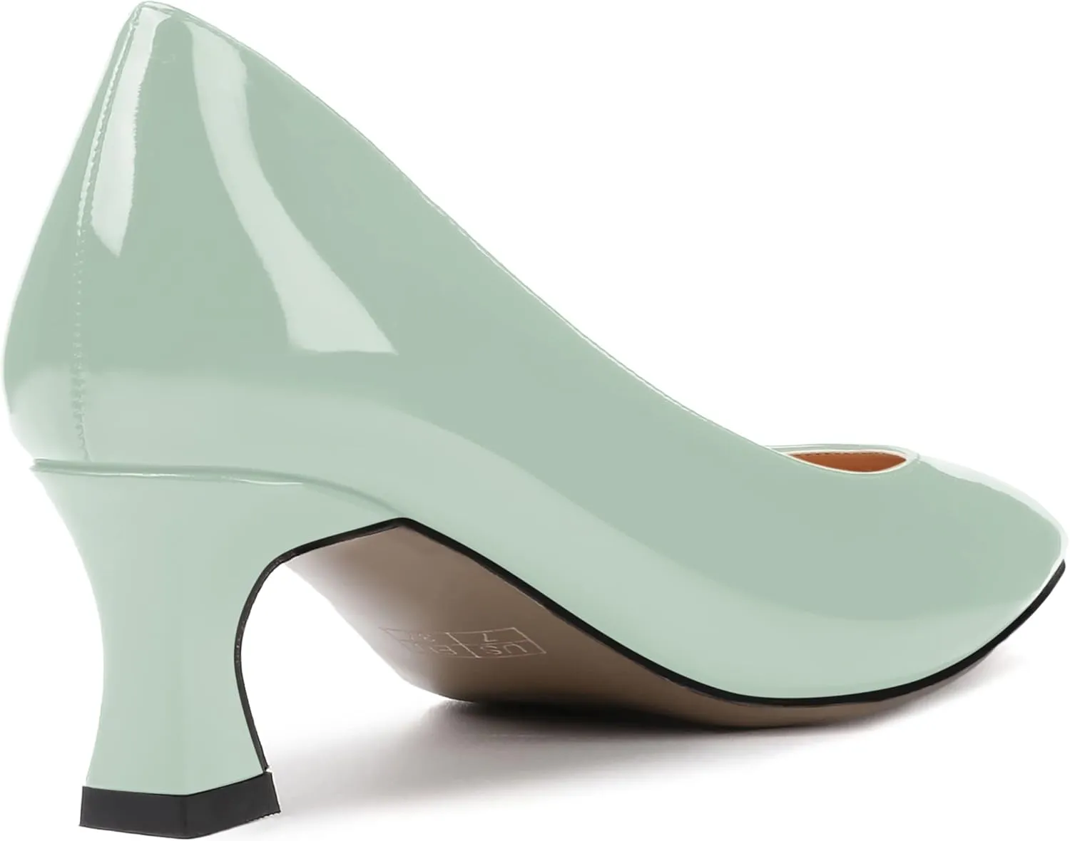 SKYSTERRY Women's Square Toe Casual Office Slip On Patent Spool Low Heel Pumps Shoes 2 Inch