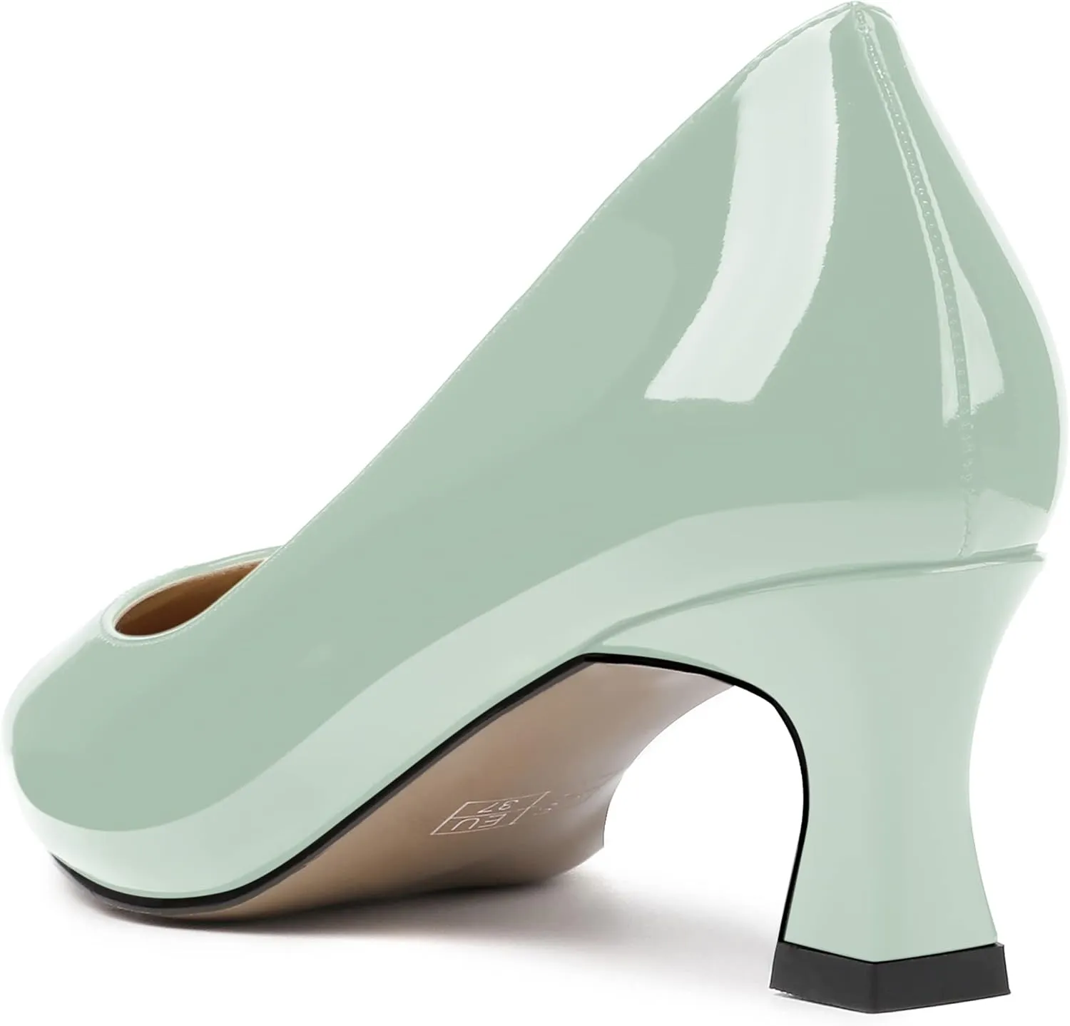SKYSTERRY Women's Square Toe Casual Office Slip On Patent Spool Low Heel Pumps Shoes 2 Inch