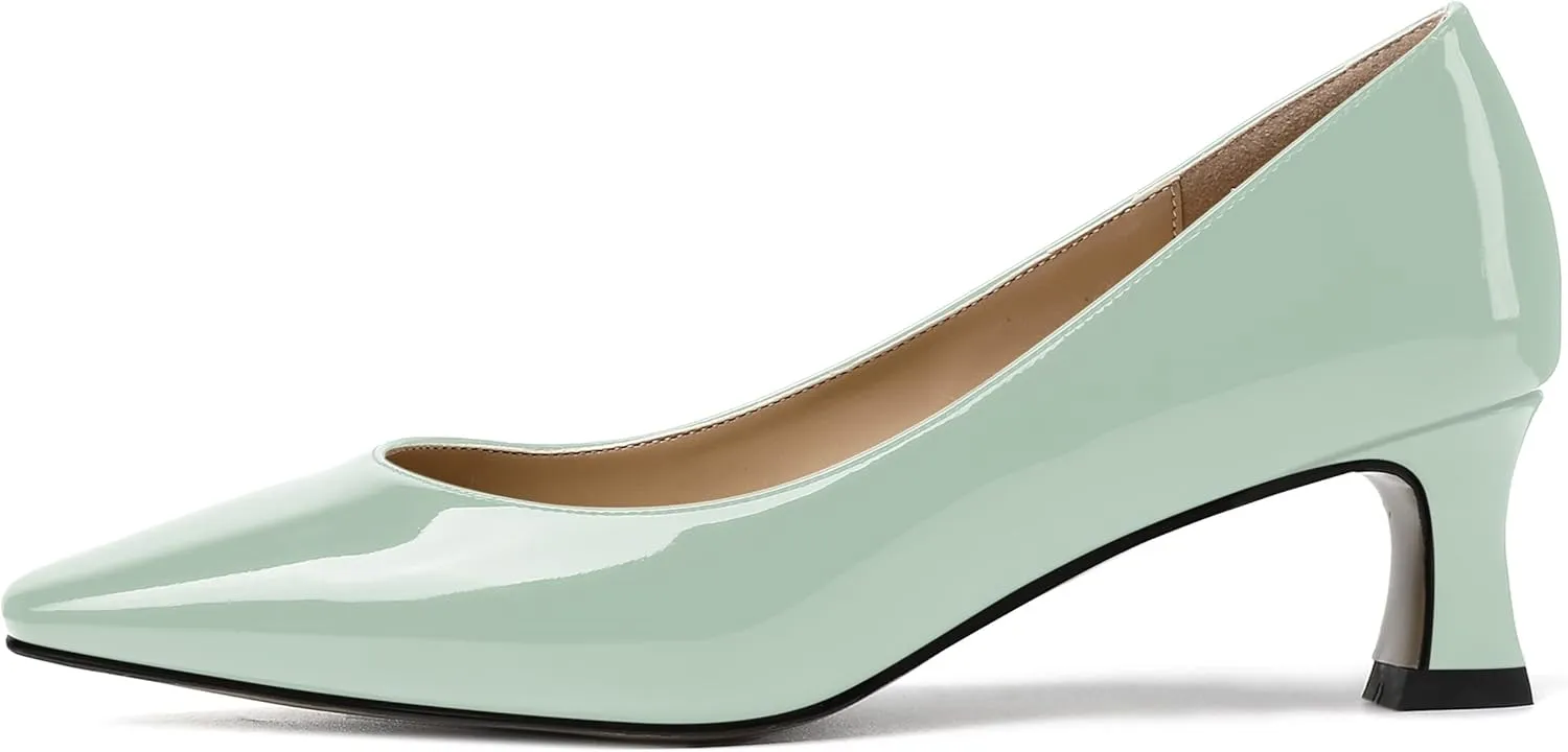 SKYSTERRY Women's Square Toe Casual Office Slip On Patent Spool Low Heel Pumps Shoes 2 Inch