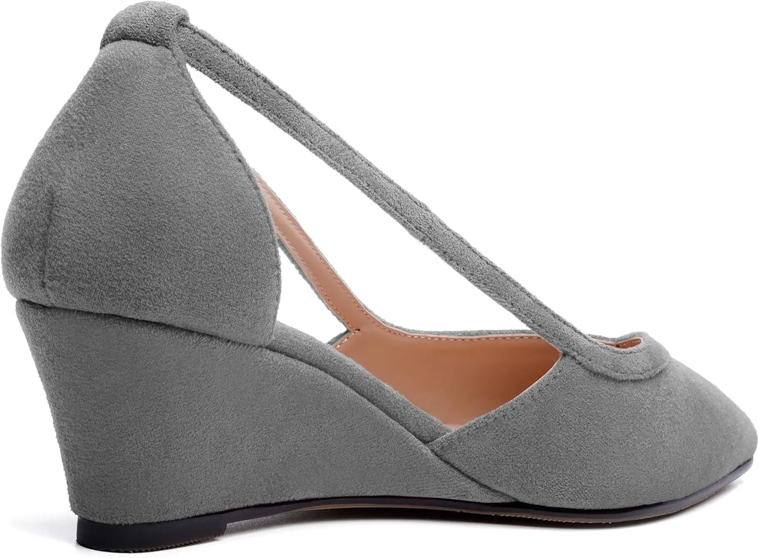 SKYSTERRY Womens Wedding Suede Slip On Pointed Toe Dress Wedge Low Heel Pumps Shoes 2 Inch