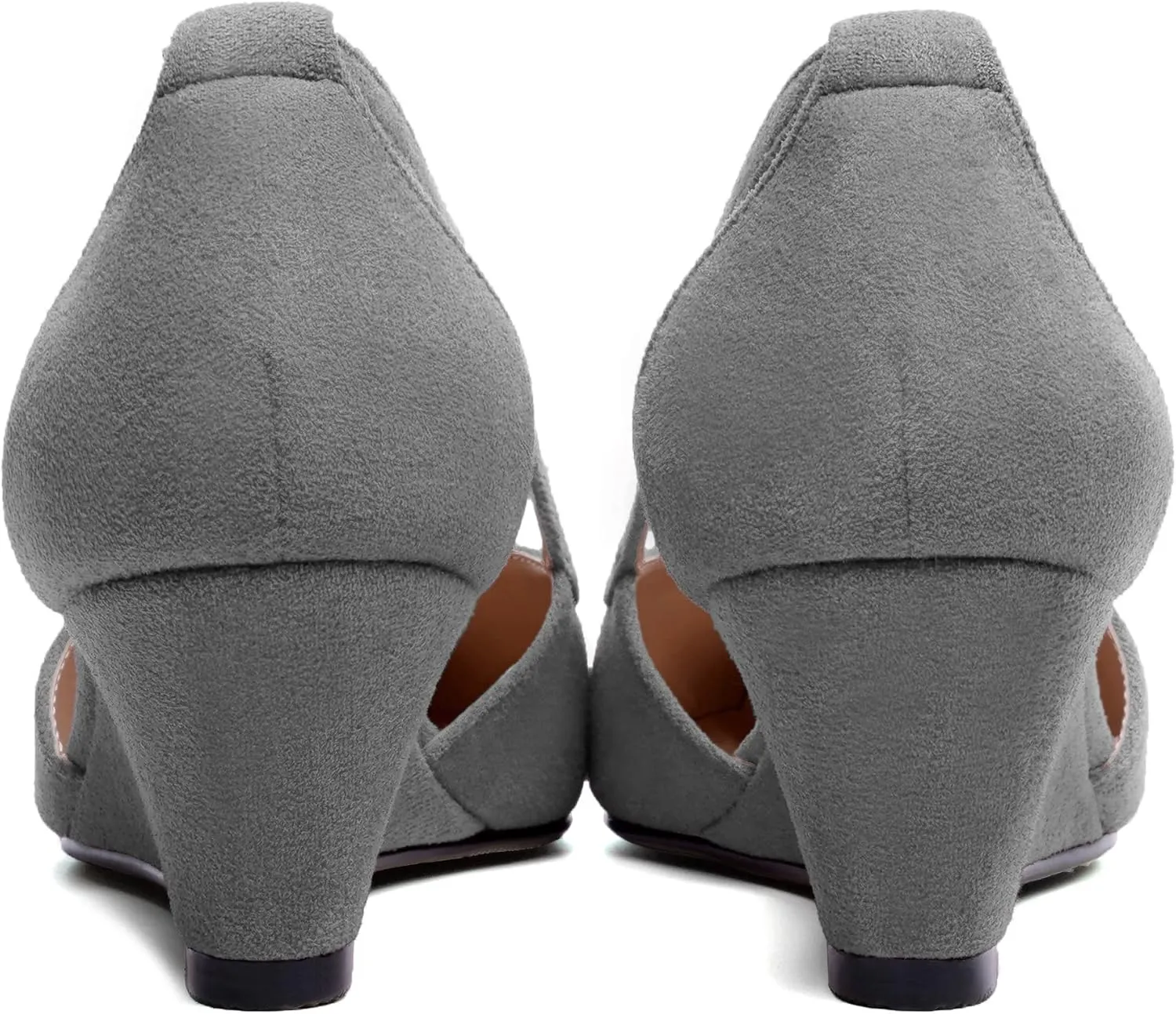 SKYSTERRY Womens Wedding Suede Slip On Pointed Toe Dress Wedge Low Heel Pumps Shoes 2 Inch