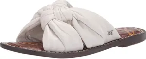 Slide Localized shipping Slip-On One-touch operation White Mule Flat Sandals Edelman Bright Leather Garson Sam Stylish