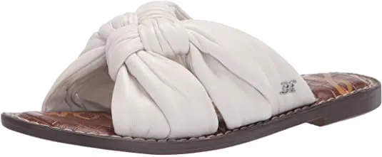 Slide Localized shipping Slip-On One-touch operation White Mule Flat Sandals Edelman Bright Leather Garson Sam Stylish
