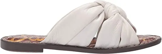 Slide Localized shipping Slip-On One-touch operation White Mule Flat Sandals Edelman Bright Leather Garson Sam Stylish
