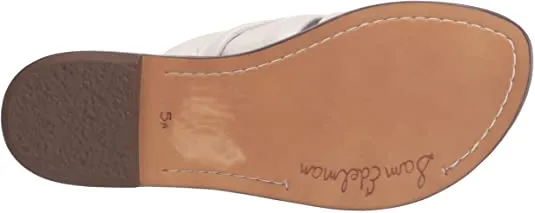 Slide Localized shipping Slip-On One-touch operation White Mule Flat Sandals Edelman Bright Leather Garson Sam Stylish
