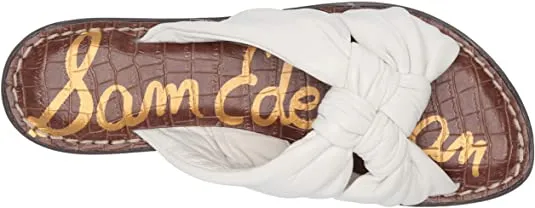 Slide Localized shipping Slip-On One-touch operation White Mule Flat Sandals Edelman Bright Leather Garson Sam Stylish