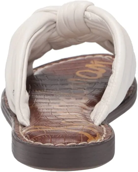 Slide Localized shipping Slip-On One-touch operation White Mule Flat Sandals Edelman Bright Leather Garson Sam Stylish