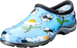 Sloggers Original Waterproof Rain and Garden Shoe for Women– Outdoor Slip-On Garden Clog - Made in The USA with Premium Comfort Insole and Arch Support - Lt Blue Bee Print, Size 7