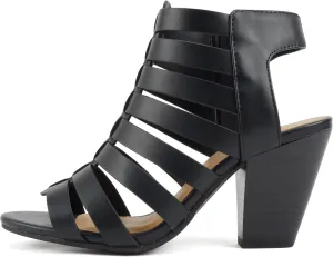 Soda “Molten” ~ Women Round Toe Open Back Gladiator Low Heel Sandal with Side Zipper