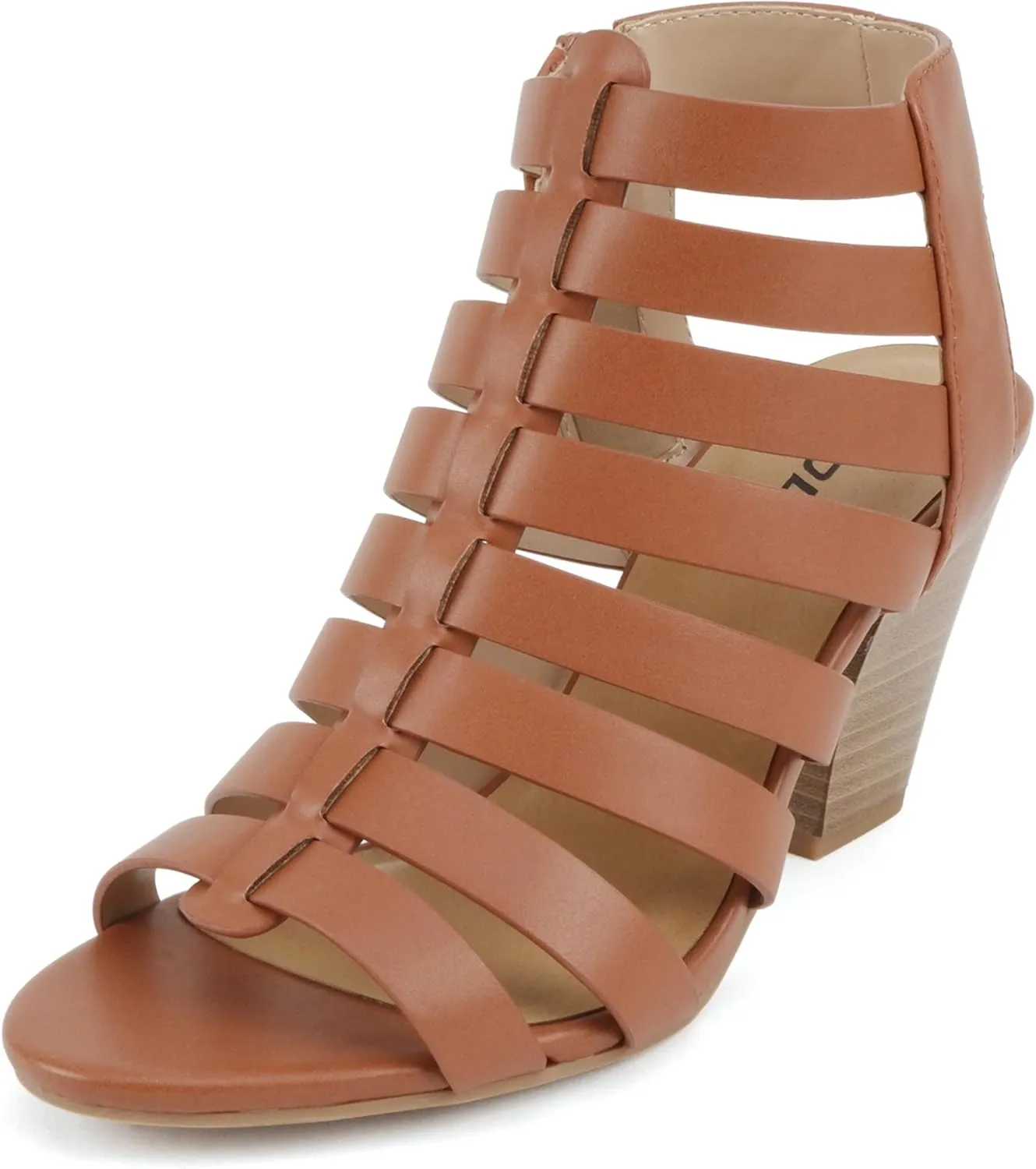 Soda “Molten” ~ Women Round Toe Open Back Gladiator Low Heel Sandal with Side Zipper