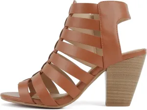Soda “Molten” ~ Women Round Toe Open Back Gladiator Low Heel Sandal with Side Zipper