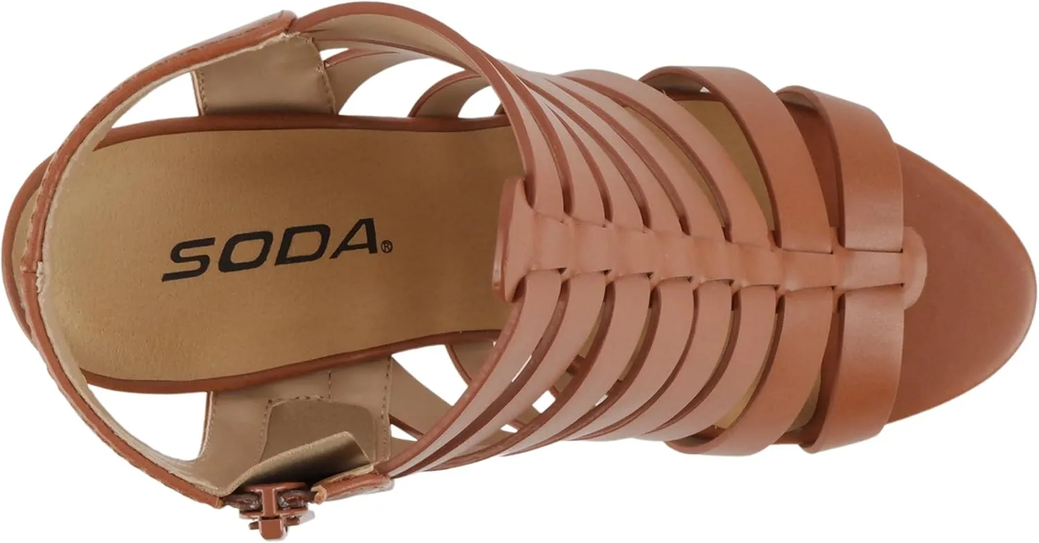 Soda “Molten” ~ Women Round Toe Open Back Gladiator Low Heel Sandal with Side Zipper
