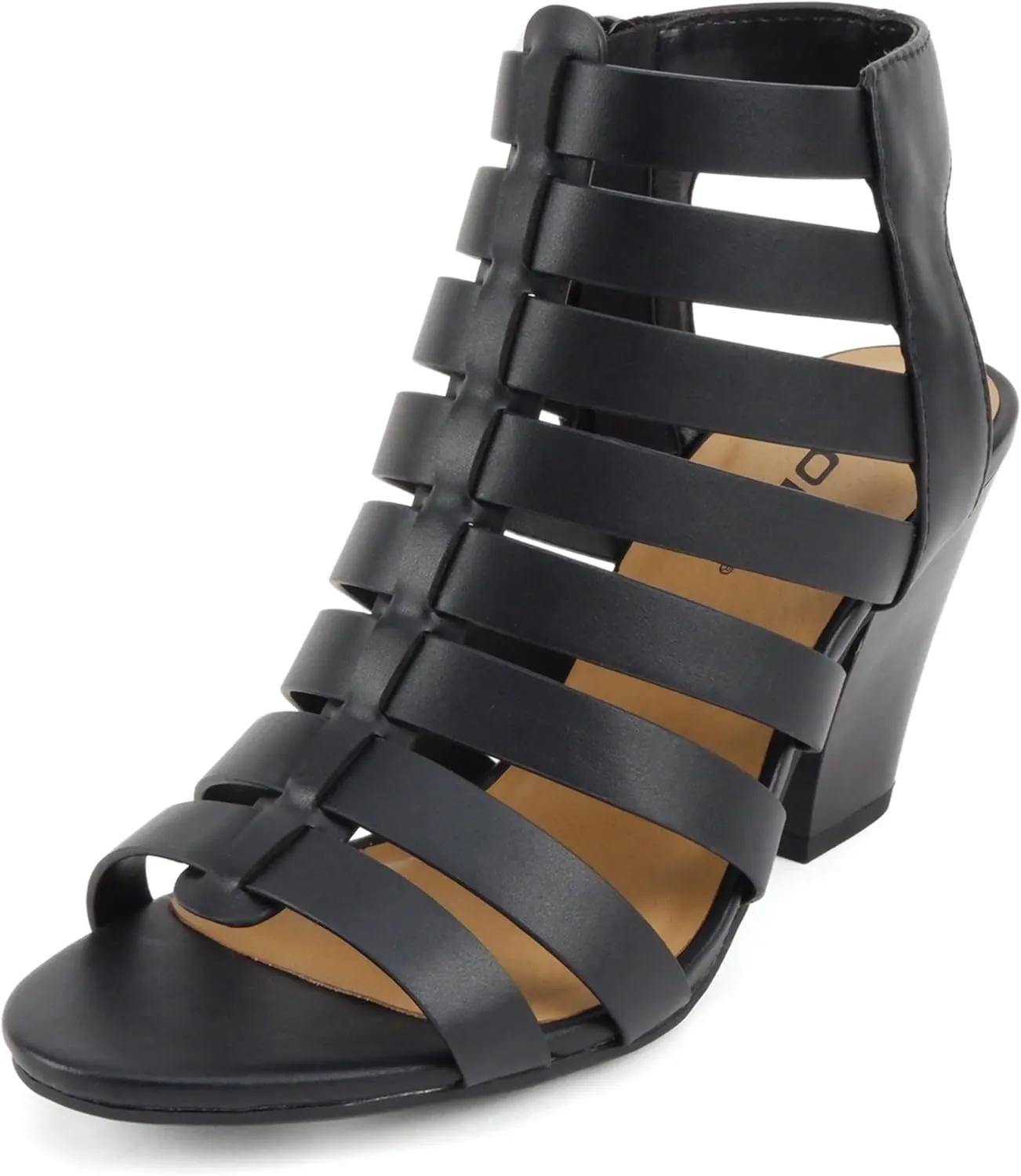 Soda “Molten” ~ Women Round Toe Open Back Gladiator Low Heel Sandal with Side Zipper