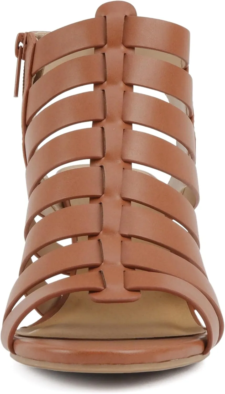 Soda “Molten” ~ Women Round Toe Open Back Gladiator Low Heel Sandal with Side Zipper