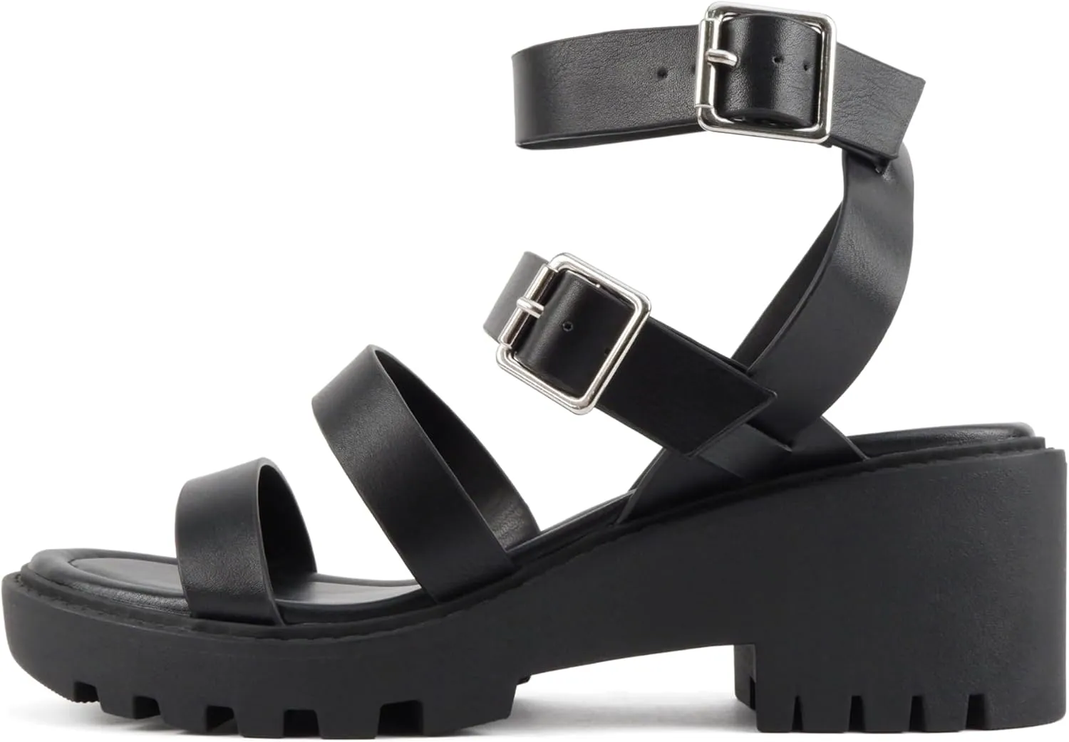 Soda Napoli ~ Women Round Toe Lug Sole Gladiator Wedge Sandal