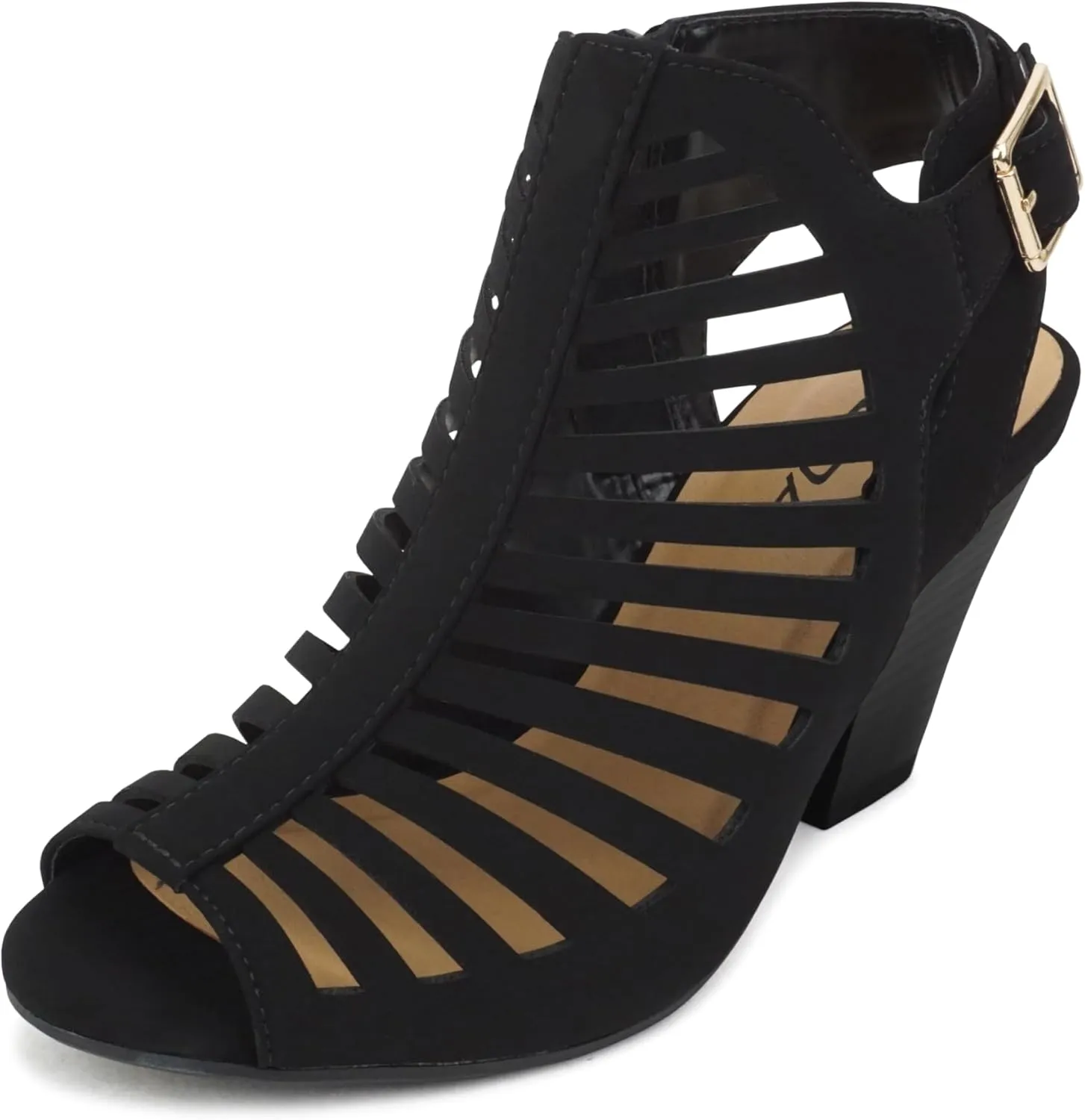 Soda Shaky ~ Women Open Toe High Cone Heel Gladiator Sandal with Adjustable Ankle Strap