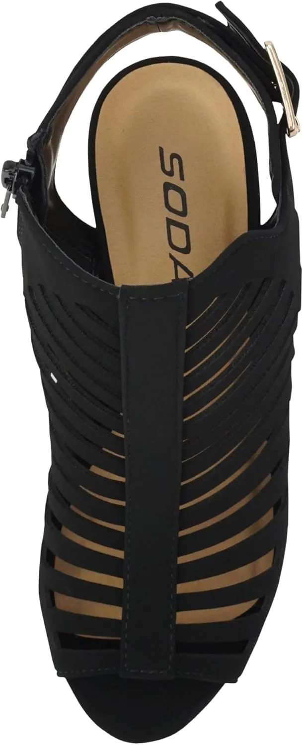 Soda Shaky ~ Women Open Toe High Cone Heel Gladiator Sandal with Adjustable Ankle Strap
