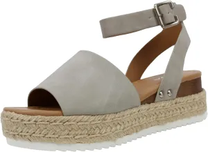 Soda Women's Open Toe Halter Ankle Strap Espadrille Sandal (8.5 M US, Grey)