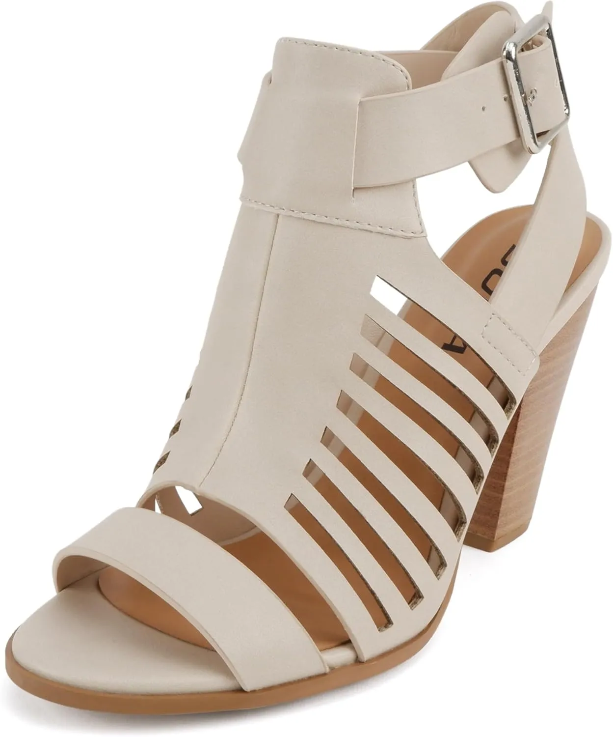 Soda Yummy ~ Gladiator Cutout Stacked Heel Sandal Shoes with Adjustable Ankle Buckle