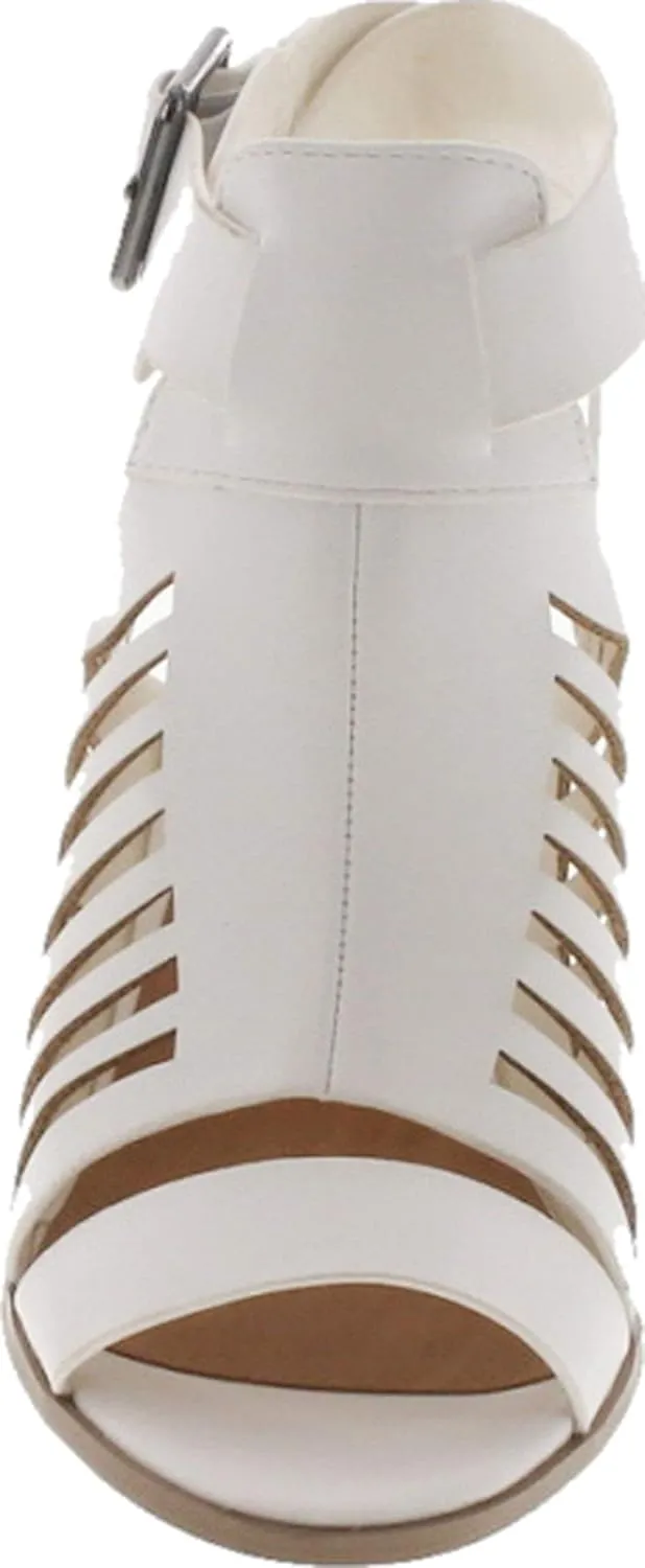 Soda Yummy ~ Gladiator Cutout Stacked Heel Sandal Shoes with Adjustable Ankle Buckle