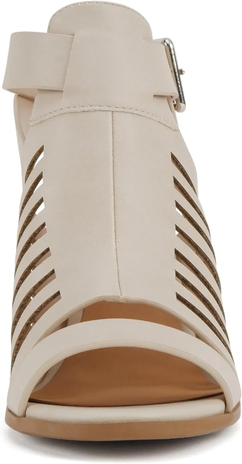 Soda Yummy ~ Gladiator Cutout Stacked Heel Sandal Shoes with Adjustable Ankle Buckle