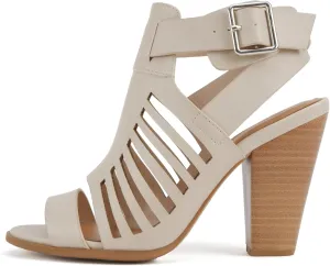 Soda Yummy ~ Gladiator Cutout Stacked Heel Sandal Shoes with Adjustable Ankle Buckle