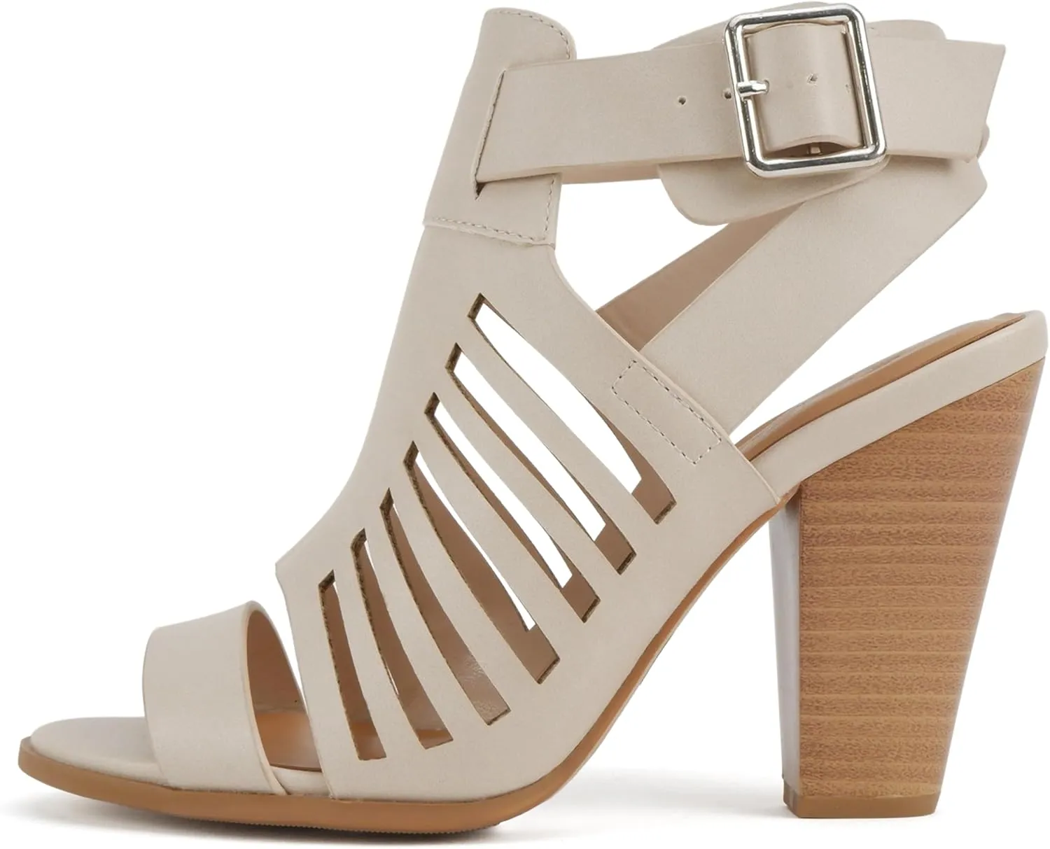 Soda Yummy ~ Gladiator Cutout Stacked Heel Sandal Shoes with Adjustable Ankle Buckle