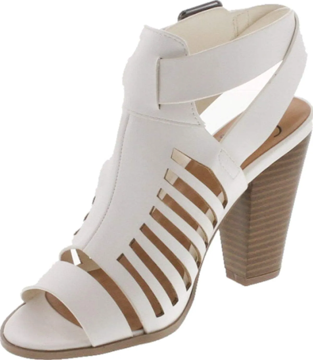 Soda Yummy ~ Gladiator Cutout Stacked Heel Sandal Shoes with Adjustable Ankle Buckle