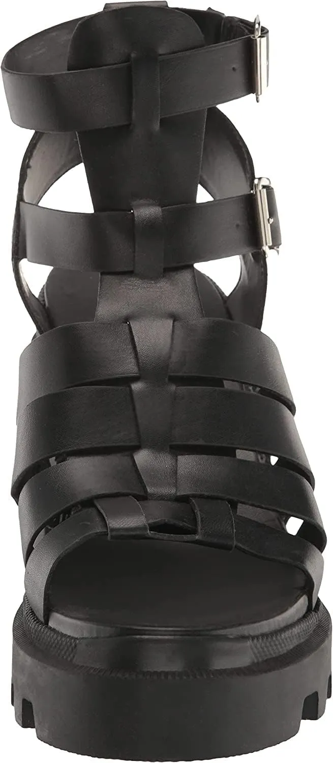 Steve Madden Womens Cosmic Faux Leather Ankle Strap Gladiator Sandals
