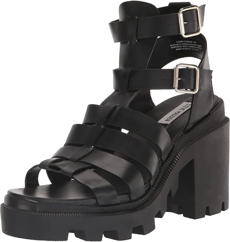 Steve Madden Womens Cosmic Faux Leather Ankle Strap Gladiator Sandals