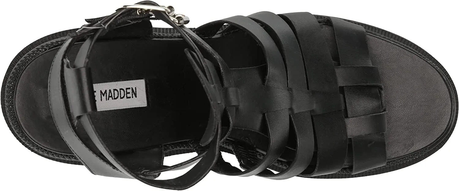 Steve Madden Womens Cosmic Faux Leather Ankle Strap Gladiator Sandals