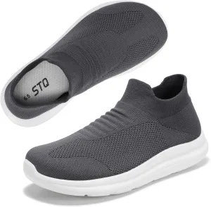 STQ Wide Toe Box Walking Shoes Women : Sock Orthopedic Slip On Shoe, Non-Slip Comfort Mesh Diabetic Sneakers for Plantar Fasciitis Relief, Bunions