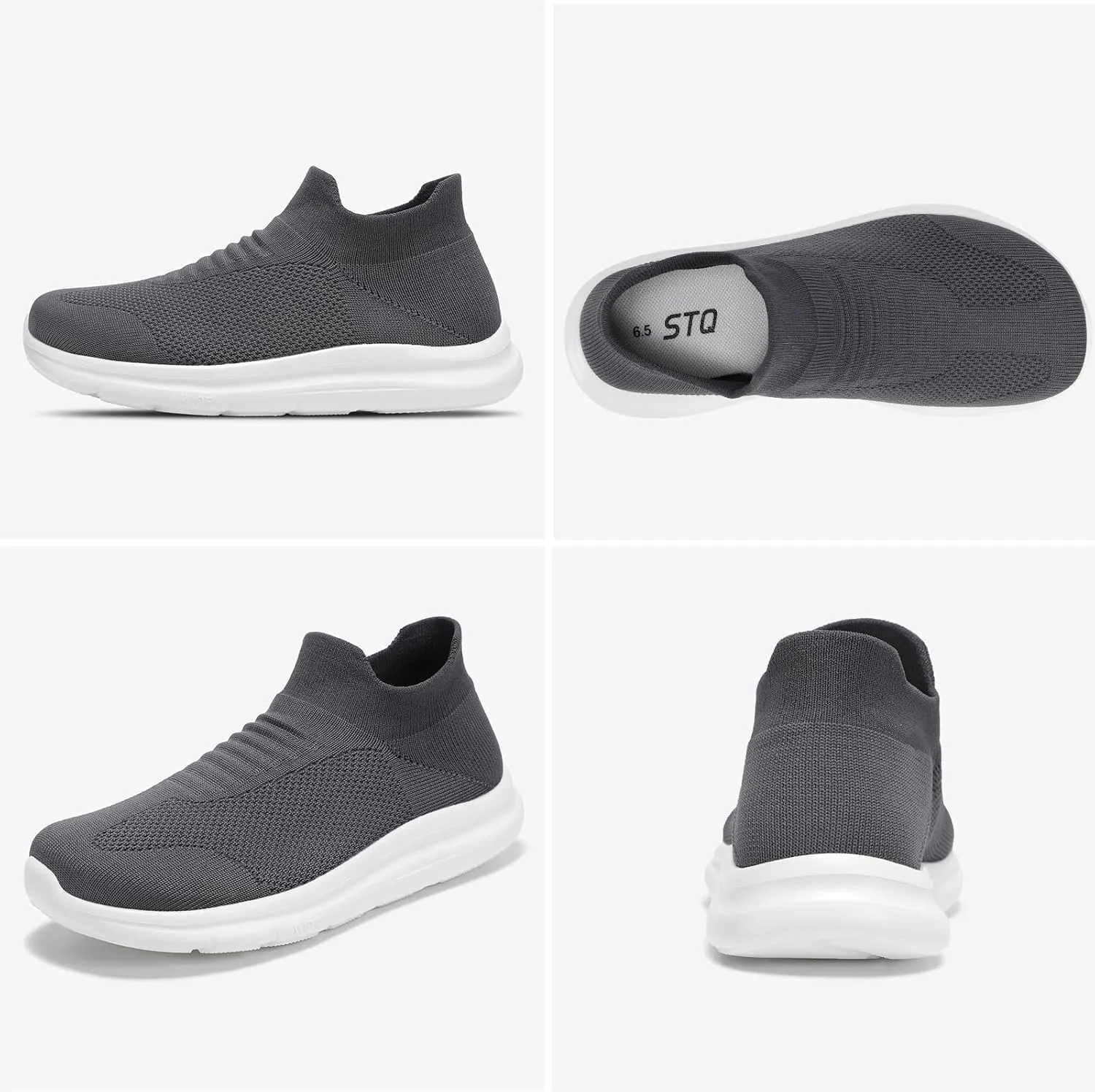 STQ Wide Toe Box Walking Shoes Women : Sock Orthopedic Slip On Shoe, Non-Slip Comfort Mesh Diabetic Sneakers for Plantar Fasciitis Relief, Bunions
