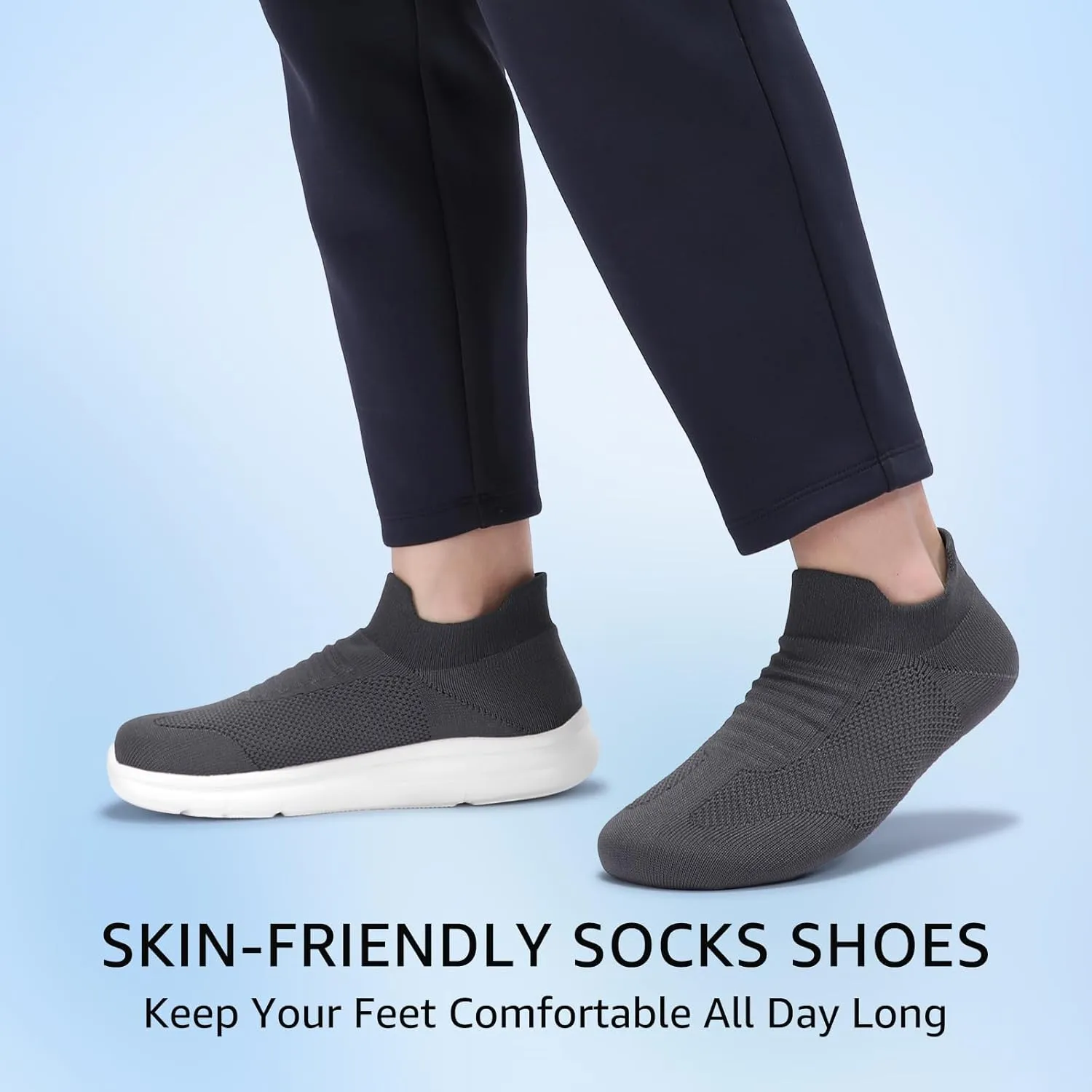 STQ Wide Toe Box Walking Shoes Women : Sock Orthopedic Slip On Shoe, Non-Slip Comfort Mesh Diabetic Sneakers for Plantar Fasciitis Relief, Bunions