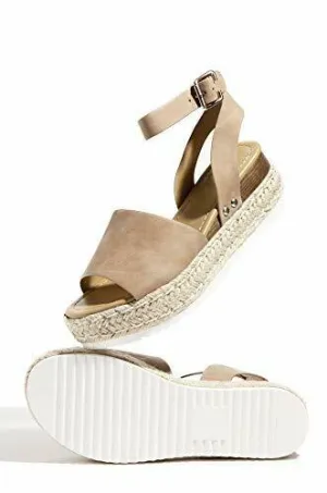 Strap High-efficiency Wedge Open Voyage Discounted rates Soda Studded Buckle Espadrilles Ankle Sandals Toe Flatform Topic
