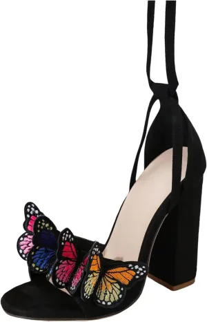 Strappy Heels for Women Bow Ankle Wrap Chunky Heels Open Toe Strappy Sandals Wedding Bride Dressy Pumps Block Heels