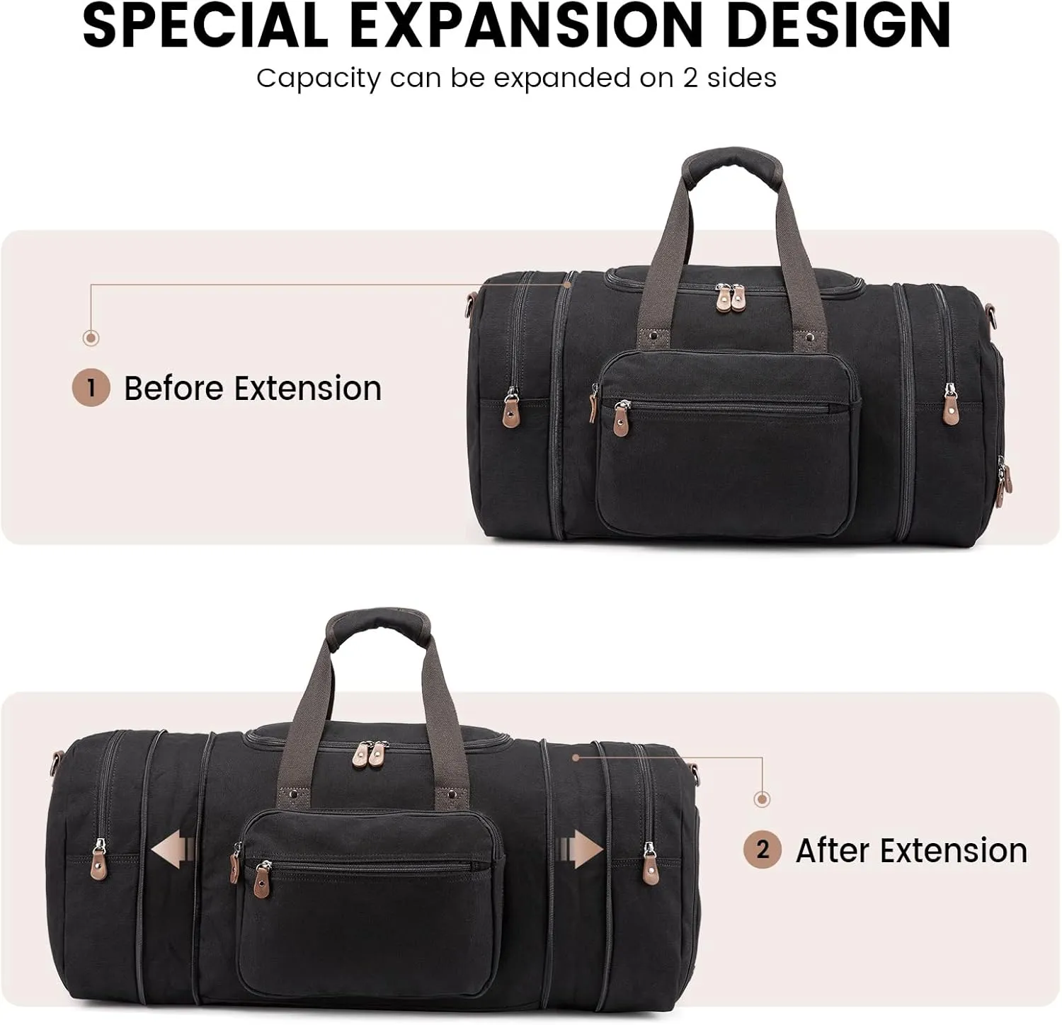 Sucipi Canvas Travel Duffel 43L Overnight Carry-On with Shoe Compartment & Toiletry Bag
