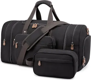 Sucipi Canvas Travel Duffel 43L Overnight Carry-On with Shoe Compartment & Toiletry Bag