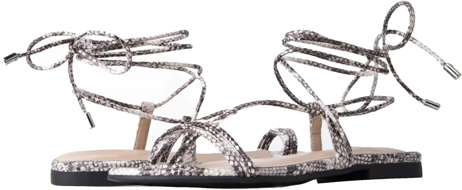 The Drop Women's Samantha Flat Strappy Lace-up Sandal