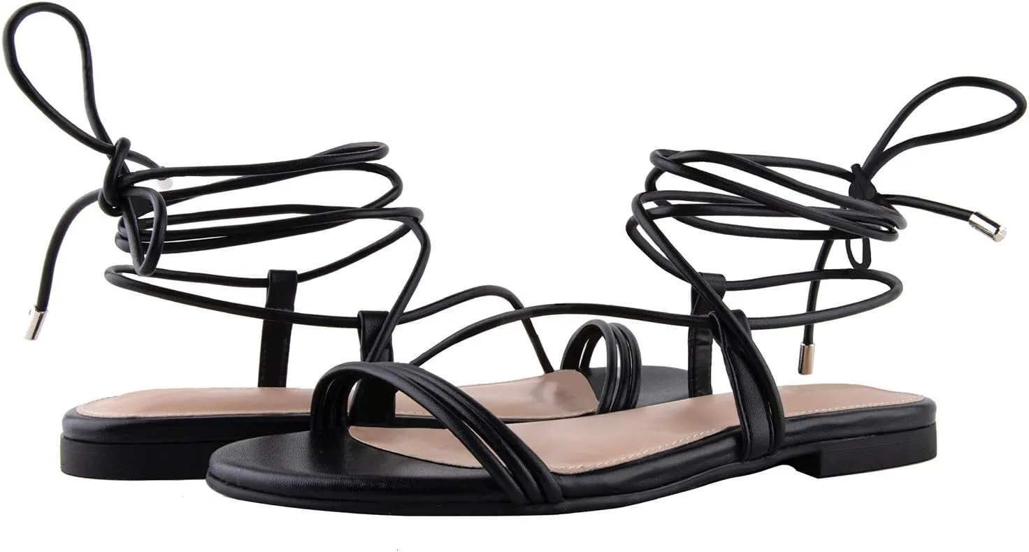 The Drop Women's Samantha Flat Strappy Lace-up Sandal
