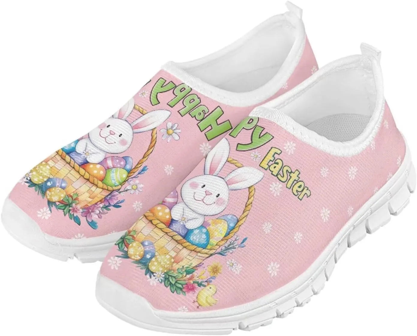 TODIYADDU Girls Easter Shoes Kids Lightweight Mesh Sneakers Casual Athletic Sneaker, White