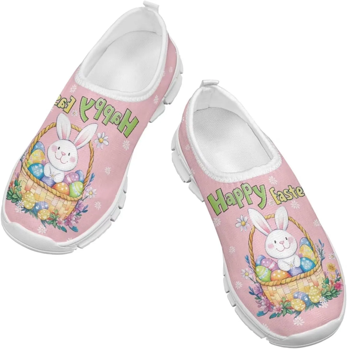 TODIYADDU Girls Easter Shoes Kids Lightweight Mesh Sneakers Casual Athletic Sneaker, White