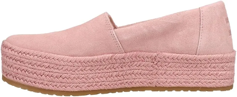 TOMS Womens Suede Valencia Platform Espadrille Slip On Flats Casual - Pink
