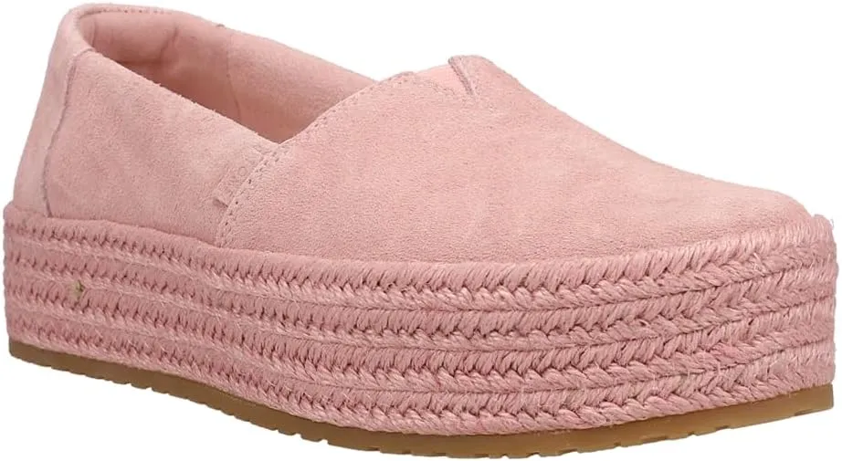 TOMS Womens Suede Valencia Platform Espadrille Slip On Flats Casual - Pink