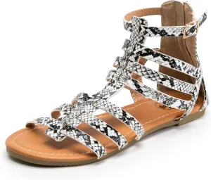 Trary Women's Sandal, Comfortable Gladiator Sandals Ankle Strap Flats Sandalias Para Mujer Beach Sandals Wide Width Open Toe Cross Strappy Sandals for Women Dressy Summer